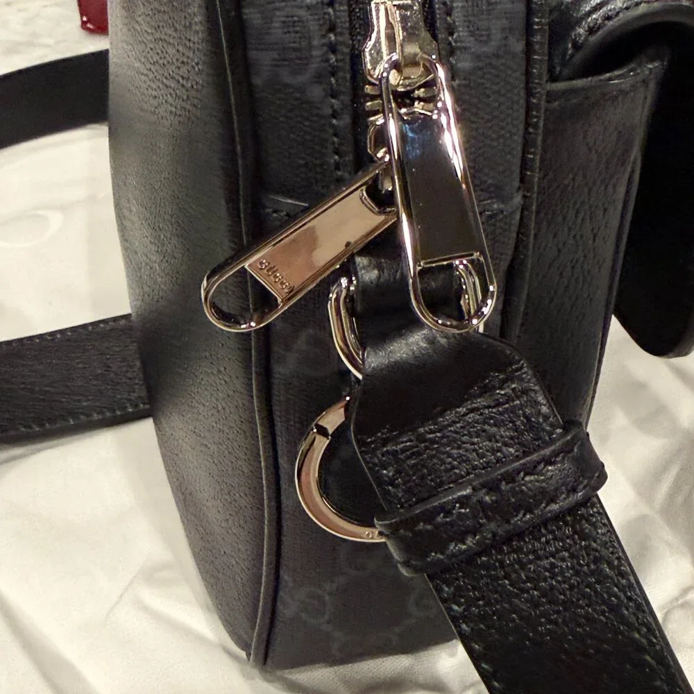 GUCCI 795464 GG Supreme Leather & Canvas Crossbody Bag, ships from USA